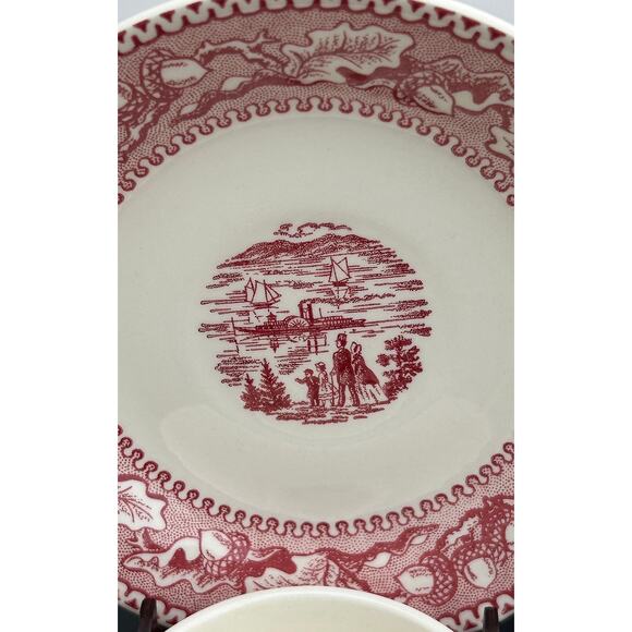 Cup and Saucer Set Memory Lane Pink/White Birthday Wedding Mom Gift Royal USA - Picture 4 of 9